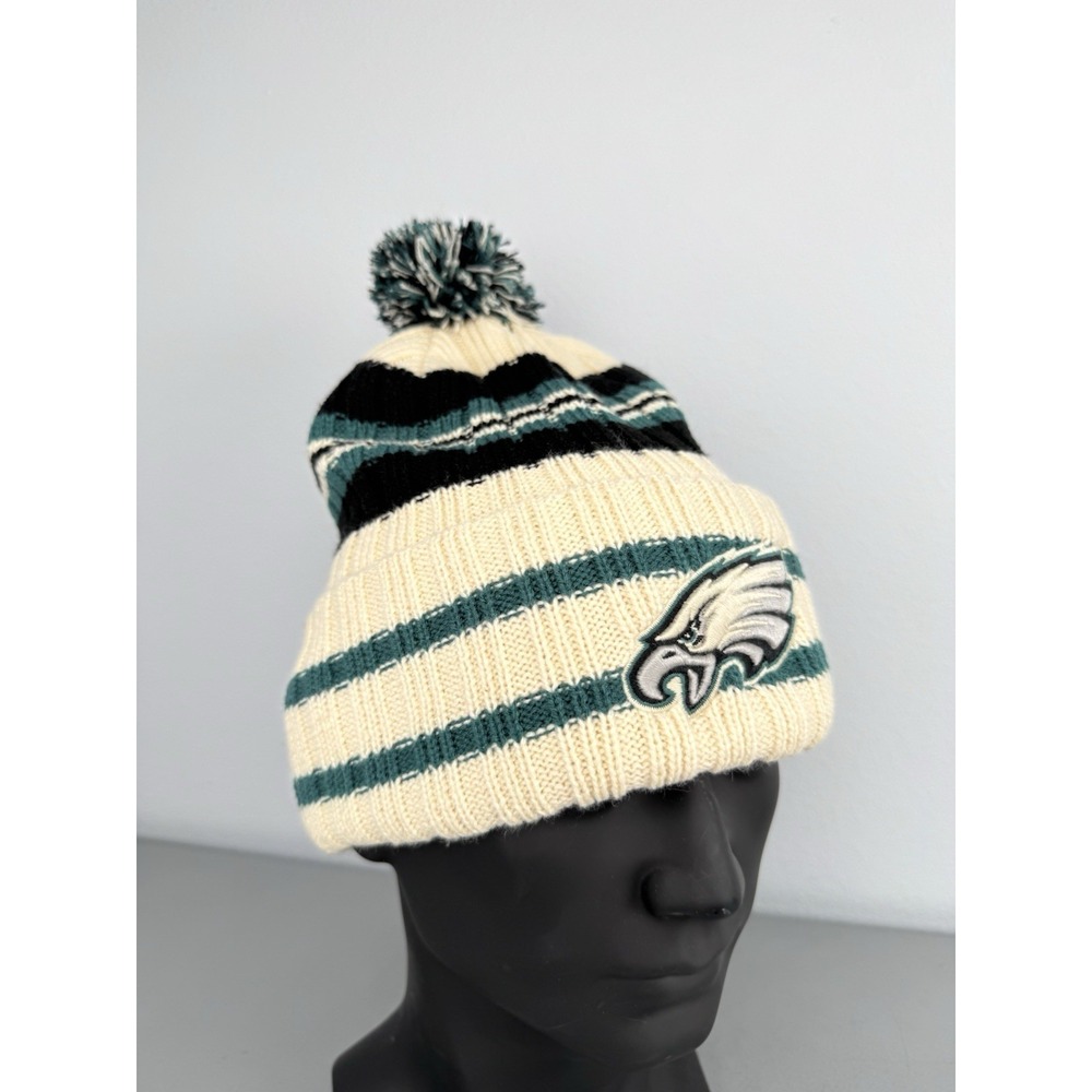 Philadelphia Eagles 47 Brand Cuff Knit Beanie Hat Cap Striped Logo Patch NFL NWT
